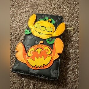 Loungefly Black and Orange Stitch Pumpkin Wallet